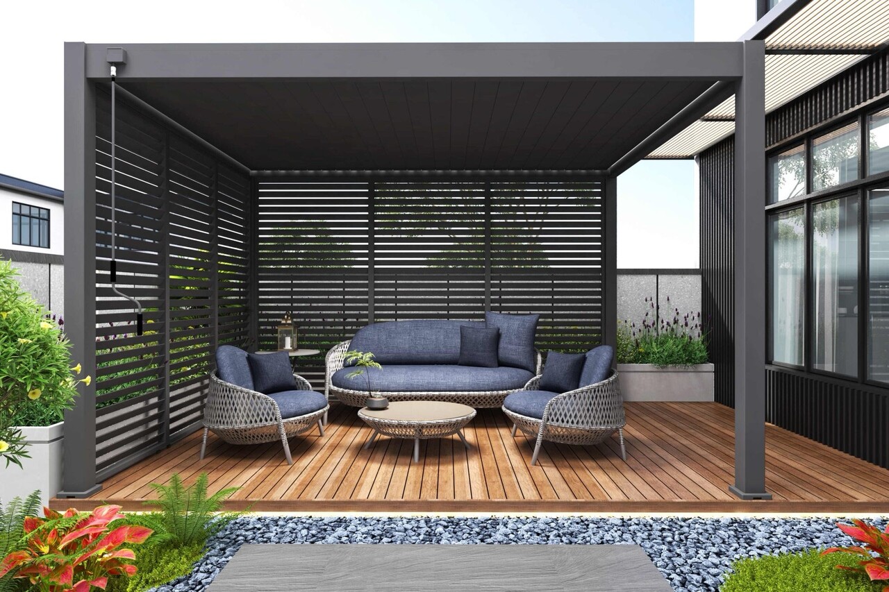 AVH-Collectie Venus verstelbare Lamellen zijpaneel 113 cm antraciet