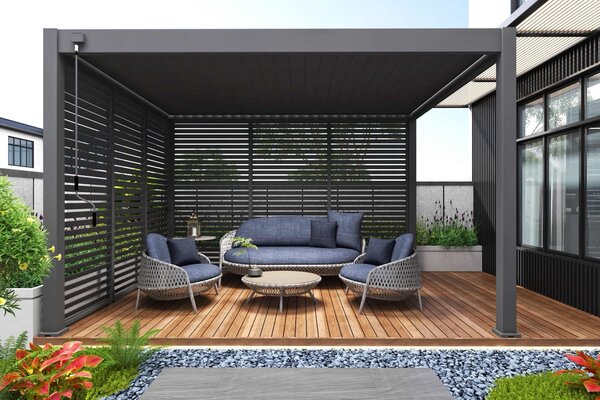 AVH-Collectie Venus verstelbare Lamellen zijpaneel 113 cm antraciet