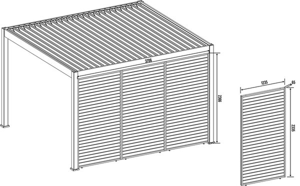 AVH-Collectie Venus verstelbare Lamellen zijpaneel 123 cm antraciet