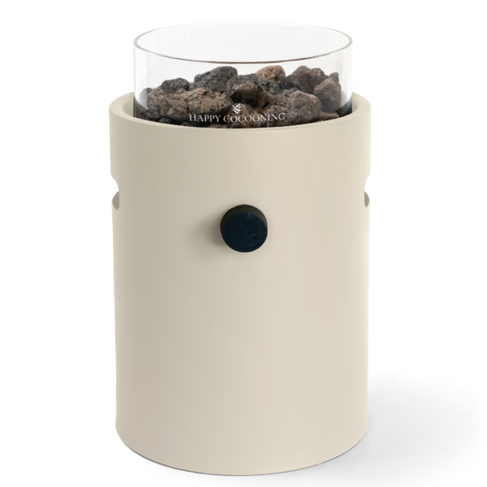 Happy Cocooning Happy Cocooning Lumi Steel tafelbrander rond 21xH37 cm Oyster Beige