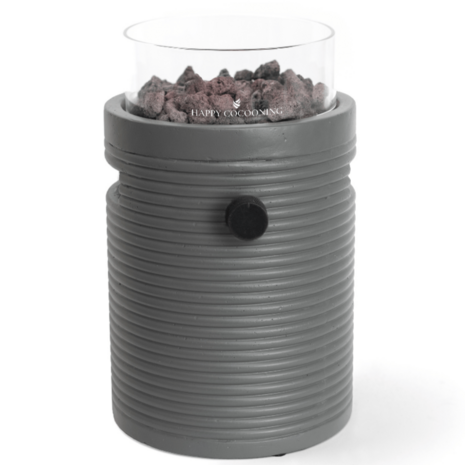 Happy Cocooning Happy Cocooning Lumi Groove tafelbrander rond 21,5xH37 cm Smokey Anthracite