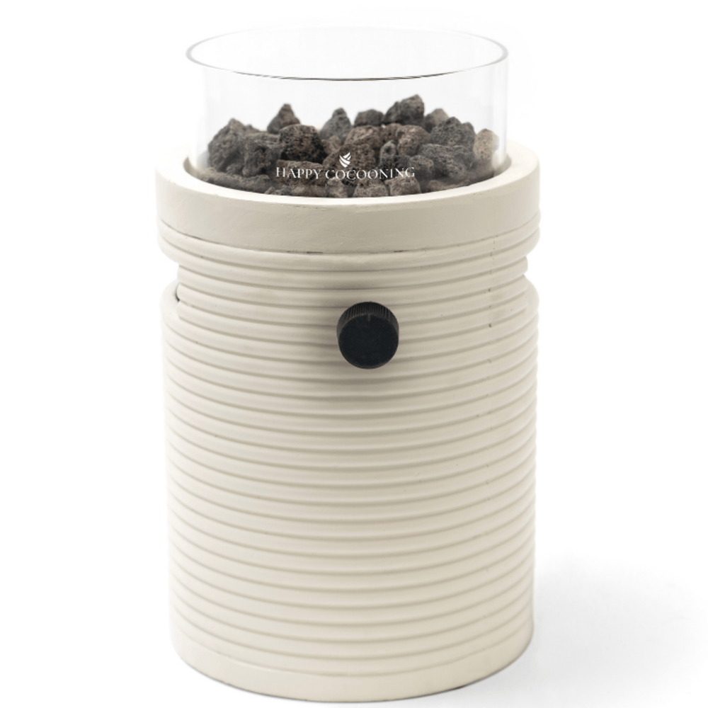 Happy Cocooning Happy Cocooning Lumi Groove tafelbrander rond 21,5xH37 cm Oyster Beige