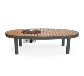 Happy Cocooning Happy Cocooning Riviera vuurtafel ovaal 140x74xH34 cm Smokey Anthracite