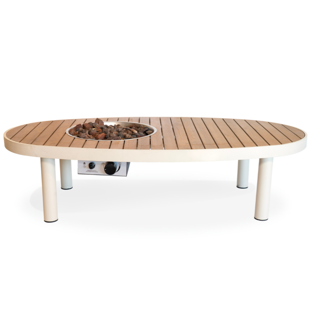 Happy Cocooning Happy Cocooning Riviera vuurtafel ovaal 140x74xH34 cm Oyster Beige