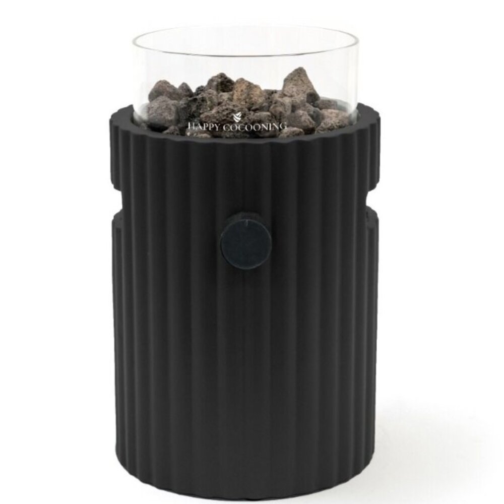 Happy Cocooning Happy Cocooning Lumi Rib tafelbrander rond 21,5xH37 cm Nordic Black