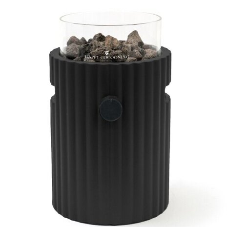 Happy Cocooning Happy Cocooning Lumi Rib tafelbrander rond 21,5xH37 cm Nordic Black