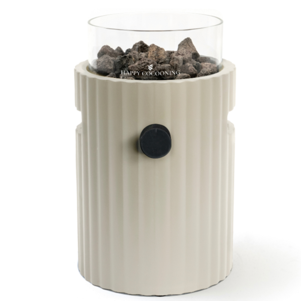 Happy Cocooning Happy Cocooning Lumi Rib tafelbrander rond 21,5xH37 cm Oyster Beige