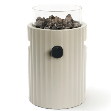 Happy Cocooning Happy Cocooning Lumi Rib tafelbrander rond 21,5xH37 cm Oyster Beige