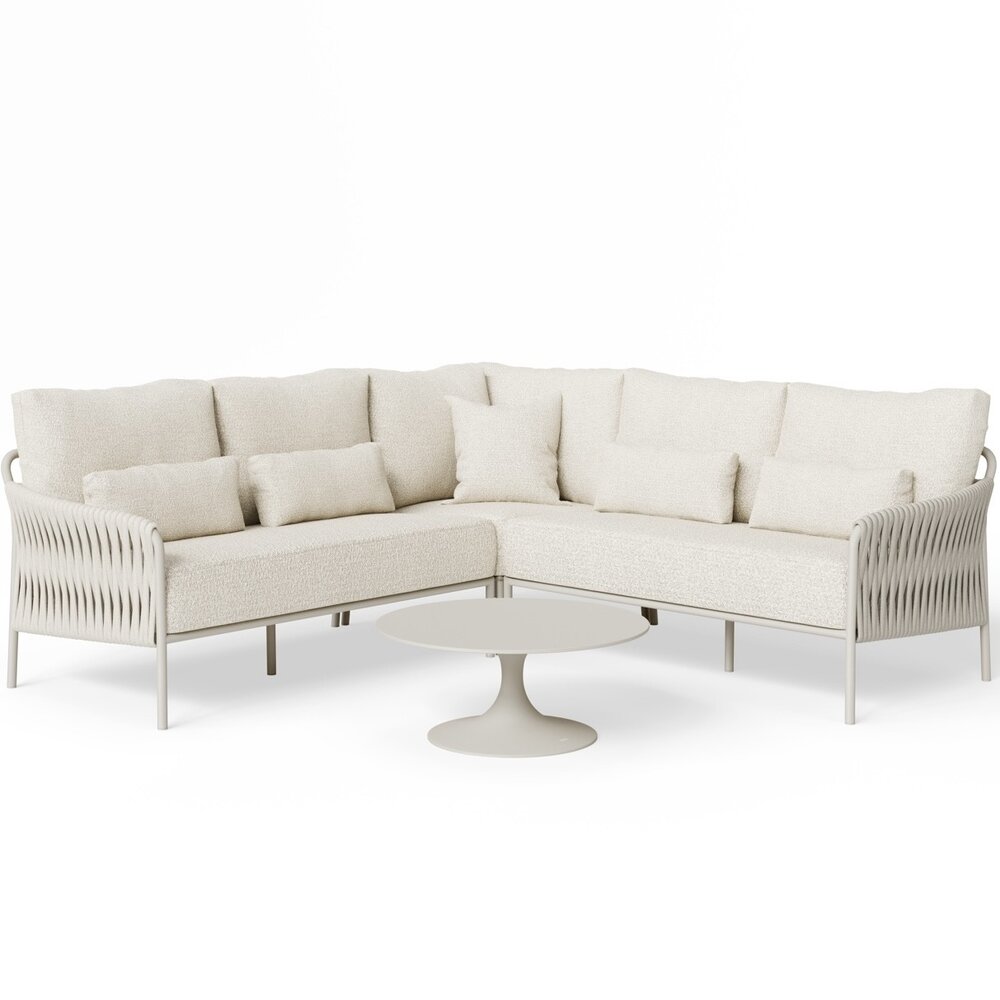 SUNS Fiavè hoek loungeset 4 delig Camel sand | Misty rope | Beachy bouclé SUNS