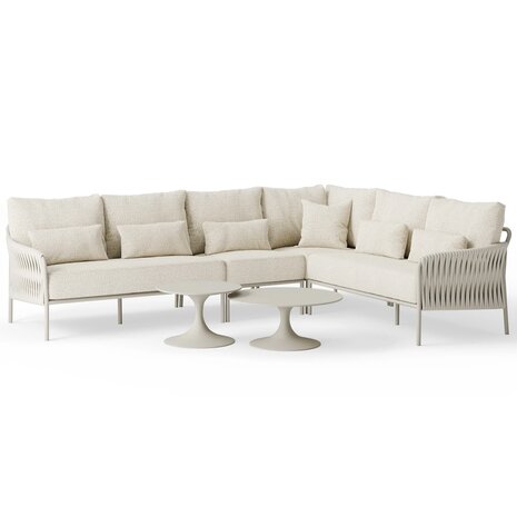 SUNS Fiavè hoek loungeset 6 delig Camel sand | Misty rope | Beachy bouclé SUNS