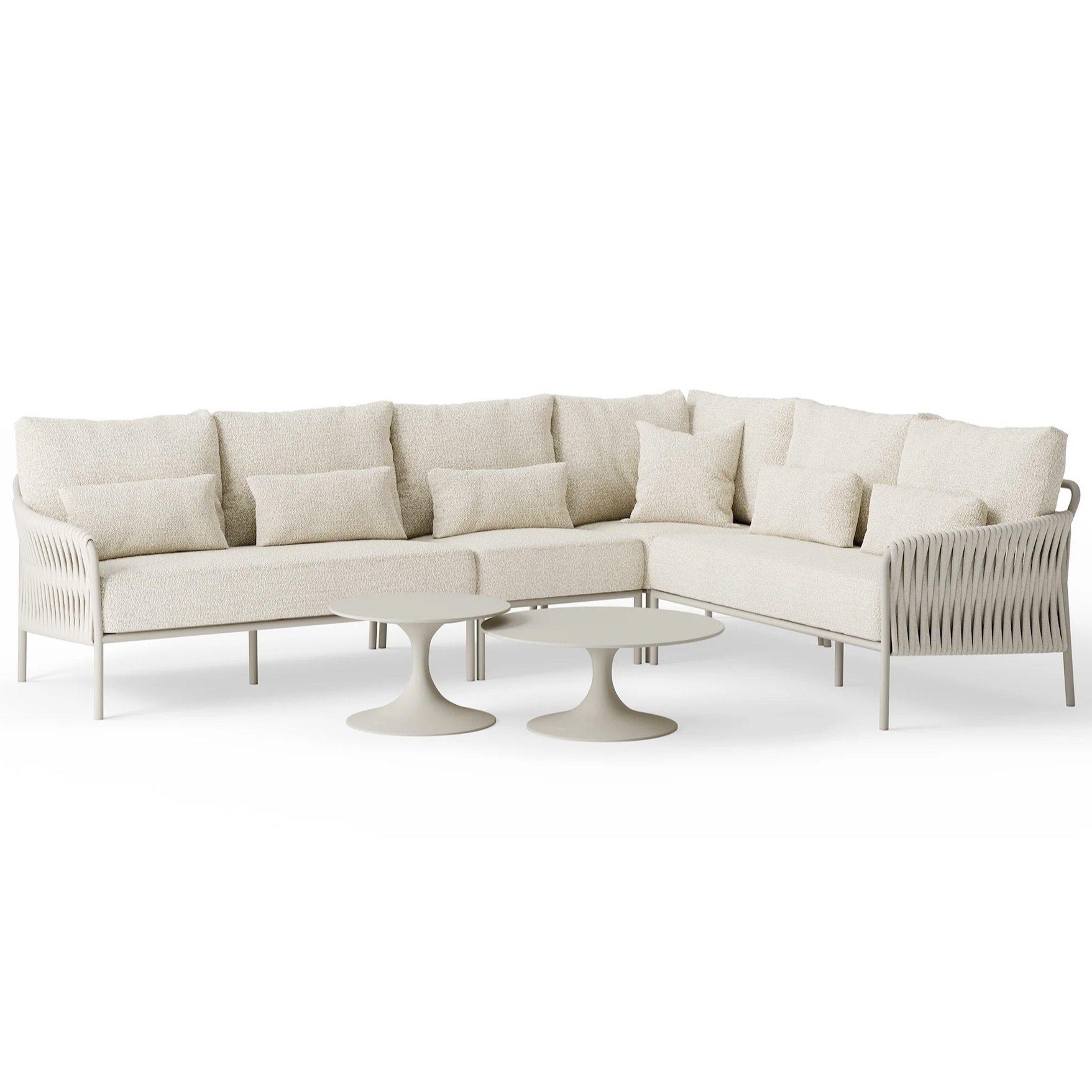 SUNS Fiav&egrave; hoek loungeset 6 delig Camel sand &VerticalLine; Misty rope &VerticalLine; Beachy boucl&eacute; 