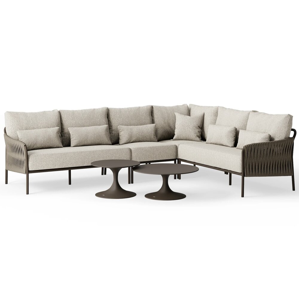 SUNS Fiavè hoek loungeset 6 delig Bronze | Clouded rope | Pebble desert bouclé SUNS