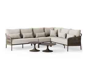 SUNS Fiavè hoek loungeset 6 delig Bronze | Clouded rope | Pebble desert bouclé SUNS