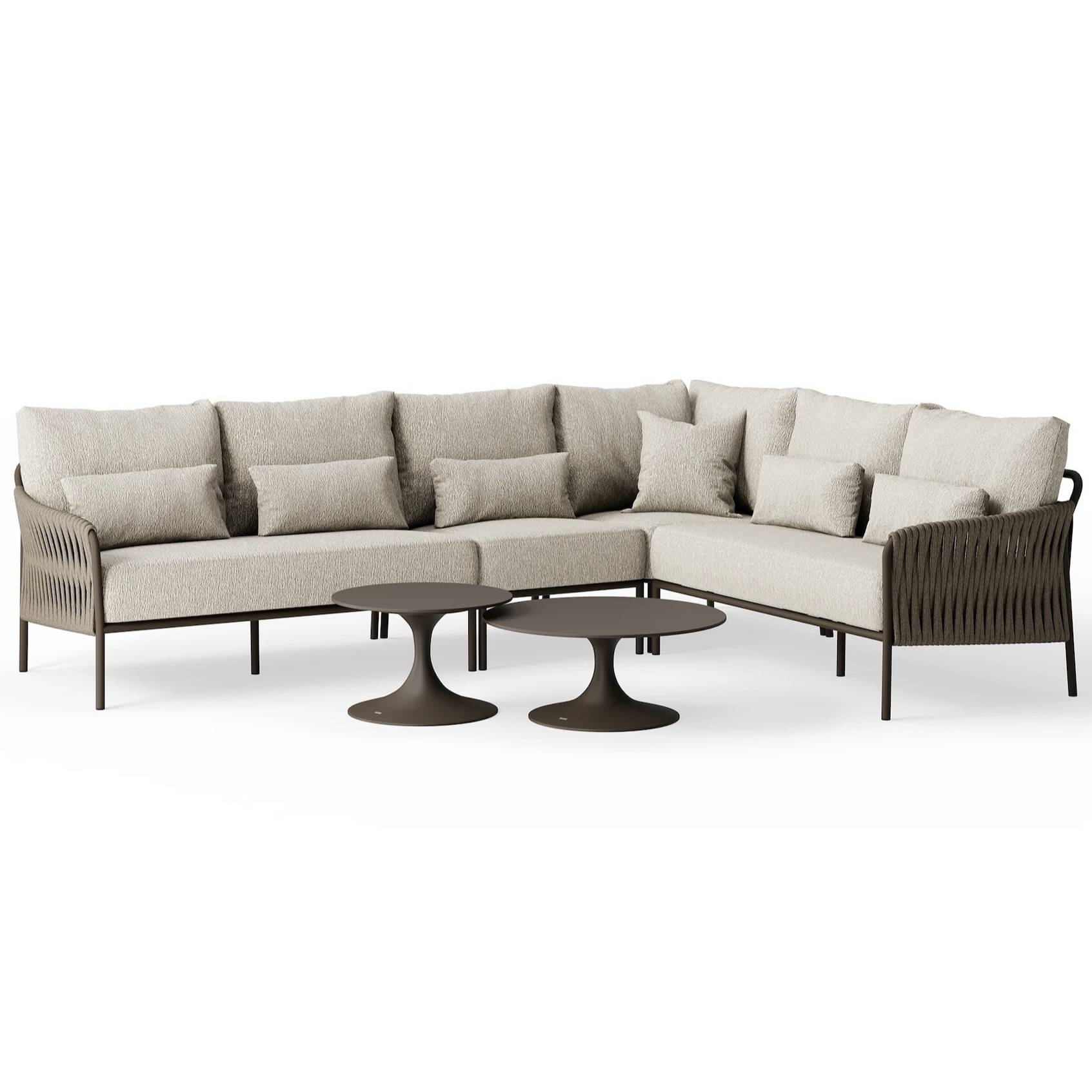 SUNS Fiav&egrave; hoek loungeset 6 delig Bronze &VerticalLine; Clouded rope &VerticalLine; Pebble desert boucl&eacute; 