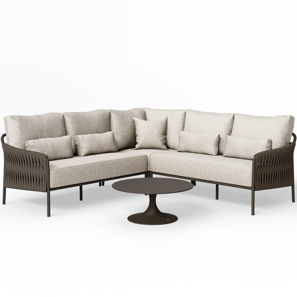 SUNS Fiavè hoek loungeset 4 delig Bronze | Clouded rope | Pebble desert bouclé SUNS