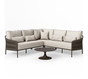 SUNS Fiavè hoek loungeset 4 delig Bronze | Clouded rope | Pebble desert bouclé SUNS