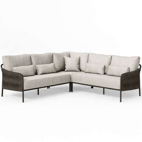 SUNS Fiavè hoek loungeset 3 delig Bronze | Clouded rope | Pebble desert bouclé SUNS