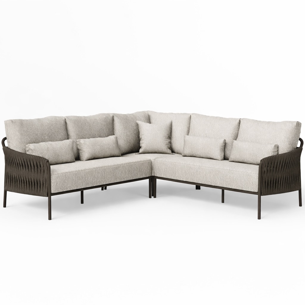 SUNS Fiav&egrave; hoek loungeset 3 delig Bronze &VerticalLine; Clouded rope &VerticalLine; Pebble desert boucl&eacute; 