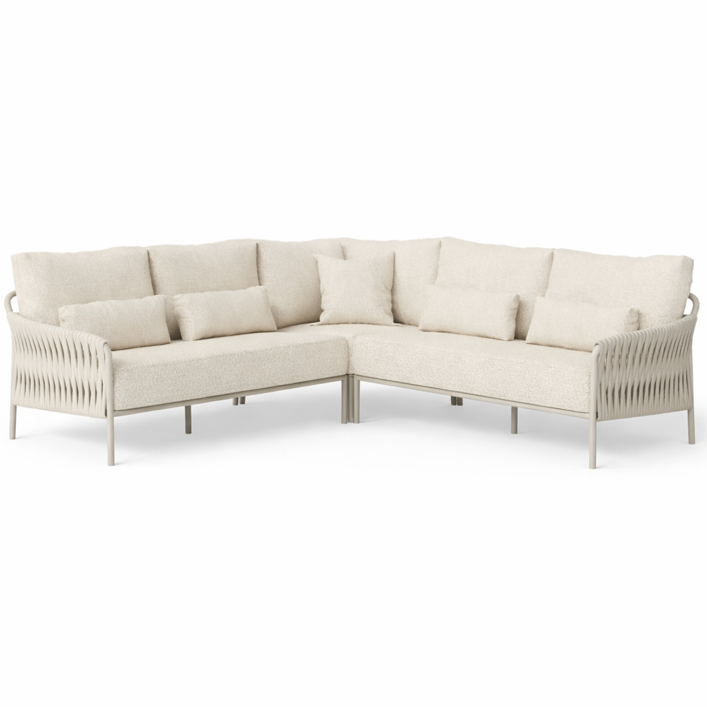 SUNS Fiav&egrave; hoek loungeset 3 delig Camel sand &VerticalLine; Misty rope &VerticalLine; Beachy boucl&eacute; 