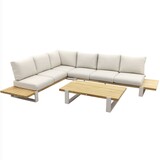SUNS Showroommodel SUNS Nardo hoek loungeset 3 delig naturel mixed weave / camel sand teak SUNS Showroommodel SUNS Nardo hoek loungeset 3 delig naturel mixed weave / camel sand teak