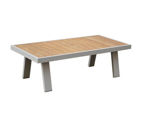 AVH-Collectie Lola lounge tuintafel 121x60xH39 cm aluminium latte - teak