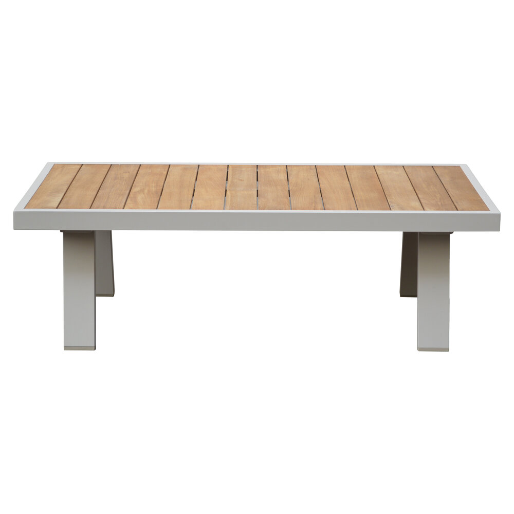 AVH-Collectie Lola lounge tuintafel 121x60xH39 cm aluminium latte - teak