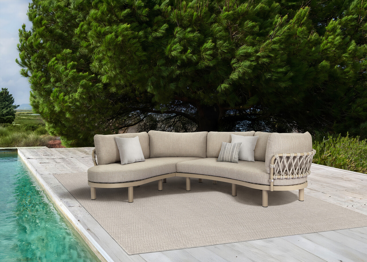 AVH-Collectie Serena organische hoek lounge bank 2 delig latte rope