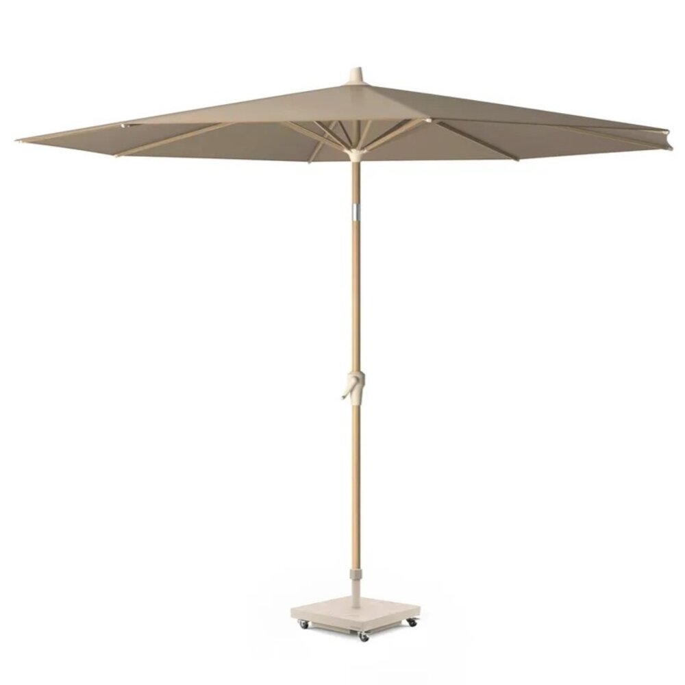 Platinum Riva parasol 300 cm rond teak taupe met kniksysteem Platinum Riva parasol 300 cm rond teak taupe met kniksysteem