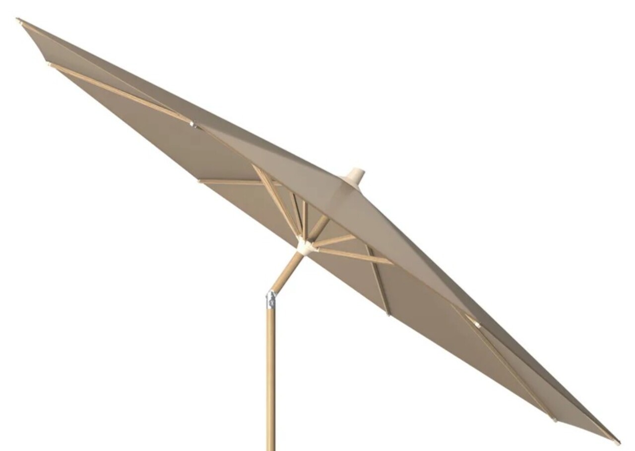 Platinum Riva parasol 300 cm rond teak taupe met kniksysteem Platinum Riva parasol 300 cm rond teak taupe met kniksysteem