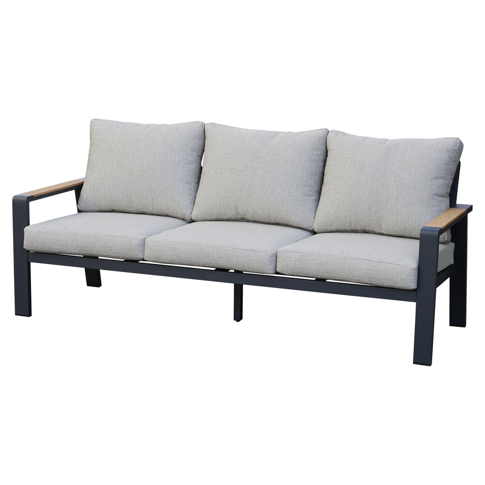 AVH-Collectie Lola 3-zitsbank aluminium antraciet soft grey kussens