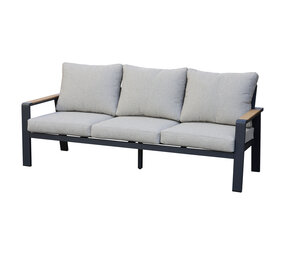 AVH-Collectie Lola 3-zitsbank aluminium antraciet soft grey kussens