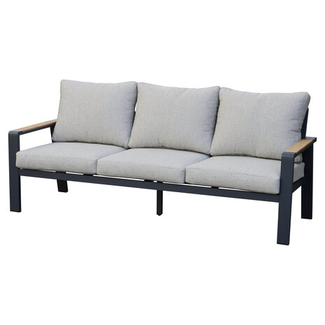 AVH-Collectie Lola 3-zitsbank aluminium antraciet soft grey kussens
