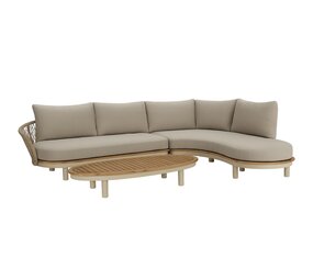 AVH-Collectie Bermuda organische hoek loungeset 3 delig latte