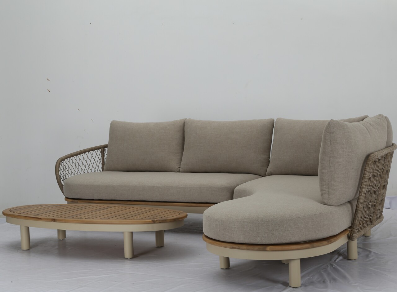 AVH-Collectie Bermuda organische hoek loungeset 3 delig latte