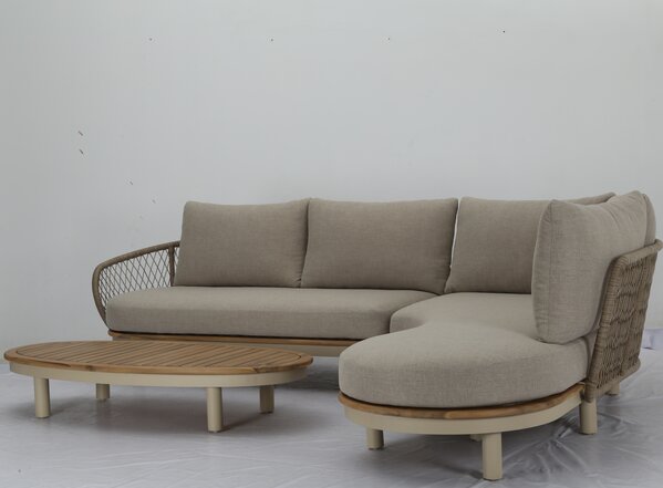 AVH-Collectie Bermuda organische hoek loungeset 3 delig latte