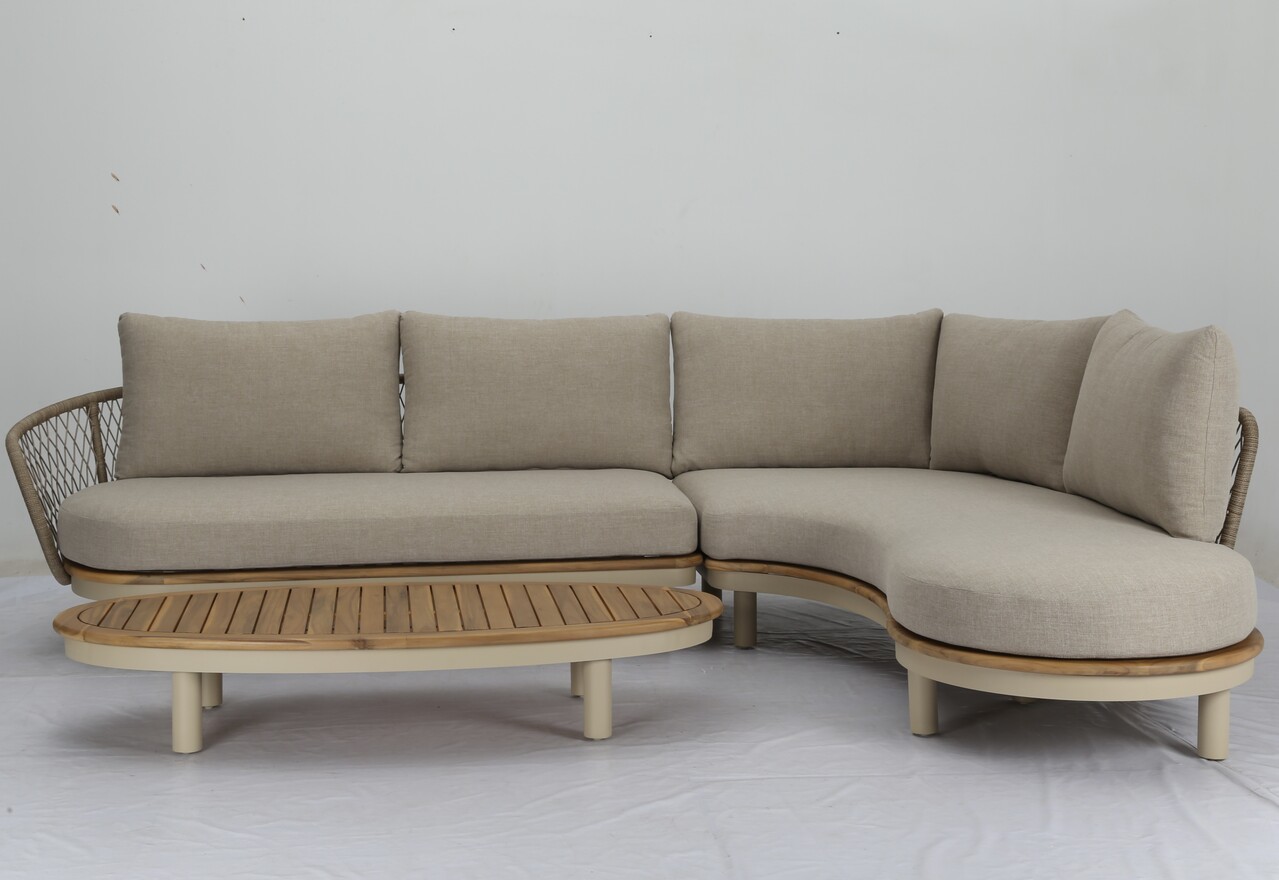 AVH-Collectie Bermuda organische hoek loungeset 3 delig latte