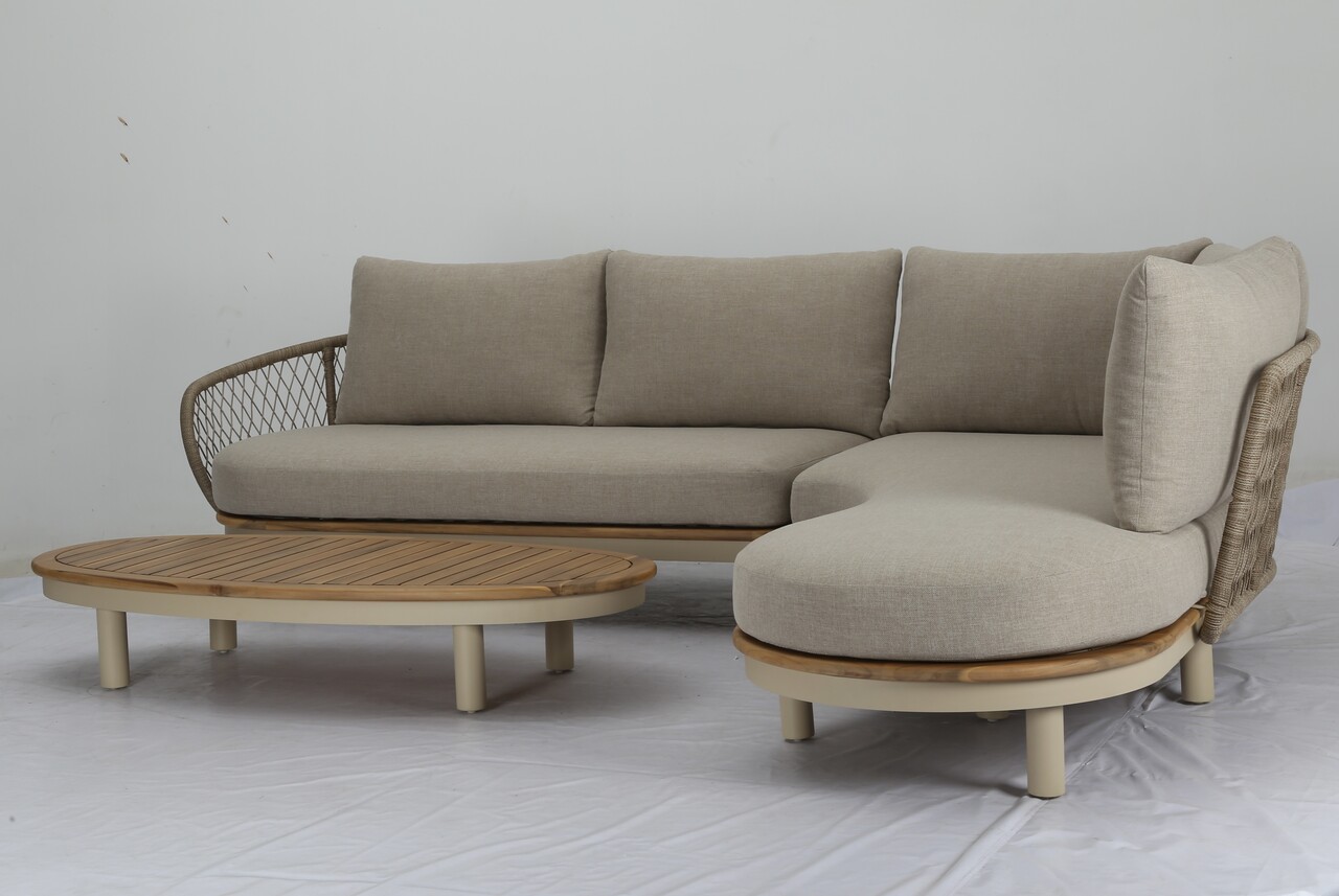 AVH-Collectie Bermuda organische hoek loungeset 3 delig latte