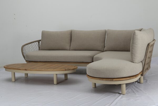 AVH-Collectie Bermuda organische hoek loungeset 3 delig latte