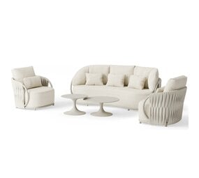 SUNS Vivaro stoel bank loungeset 5 delig | Camel sand | clouded rope | Pebble desert Bouclé