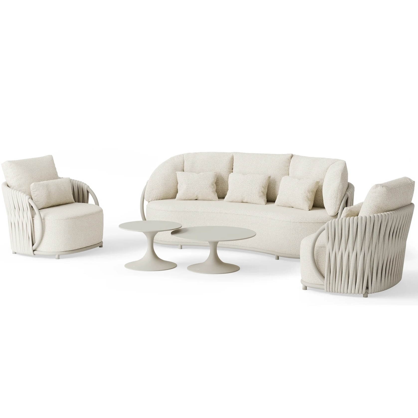 SUNS Vivaro stoel bank loungeset 5 delig &VerticalLine; Camel sand &VerticalLine; clouded rope &VerticalLine; Pebble desert Boucl&eacute;