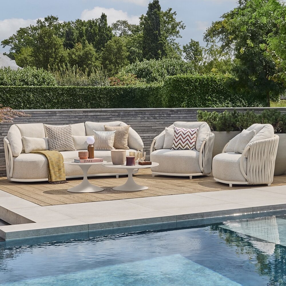 SUNS Vivaro stoel bank loungeset 5 delig | Camel sand | clouded rope | Pebble desert Bouclé