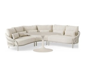 SUNS Feroli high dining hoek loungeset 4 delig Camel sand | Misty rope | Beachy bouclé SUNS