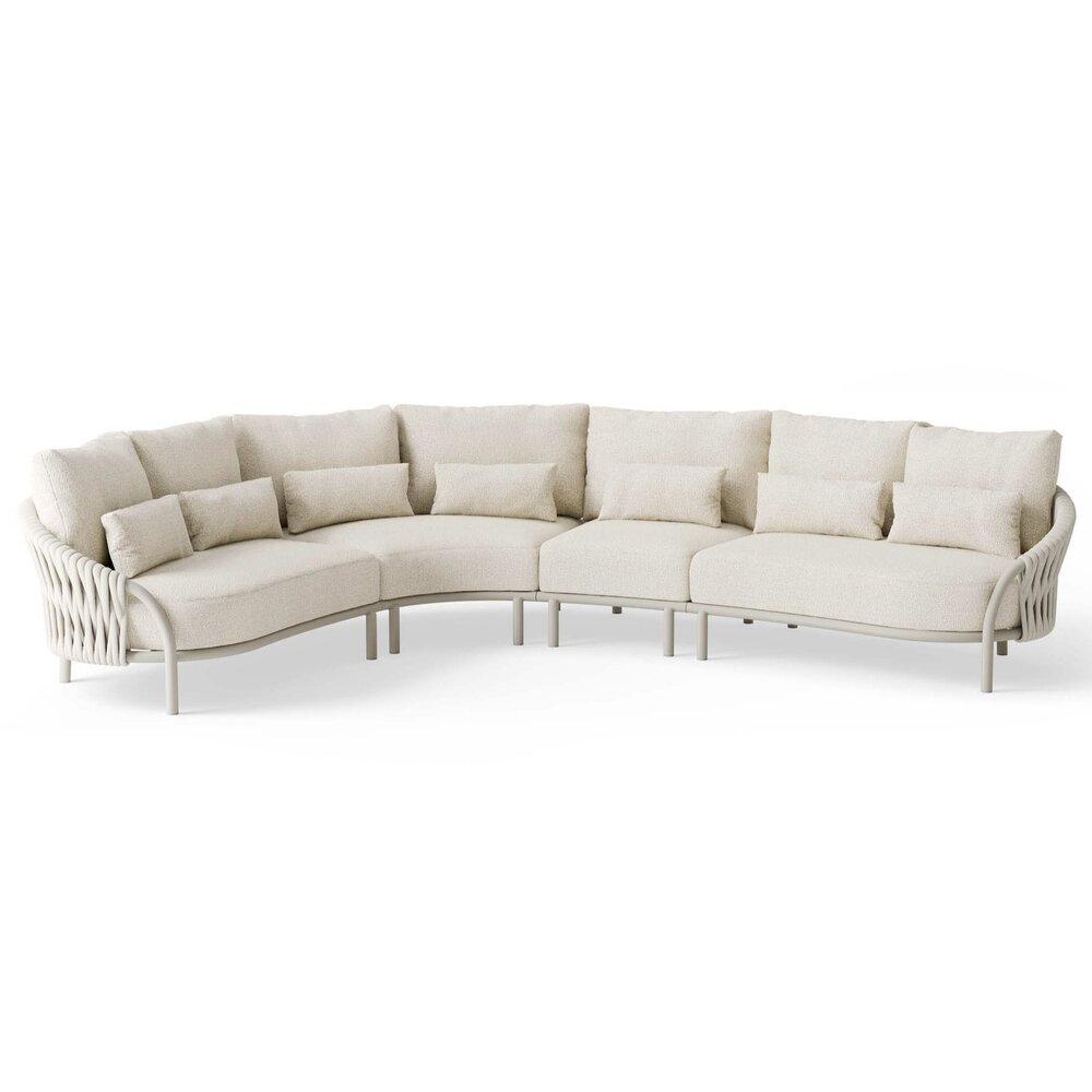 SUNS Feroli hoek loungeset 4 delig Camel sand | Misty rope | Beachy bouclé SUNS