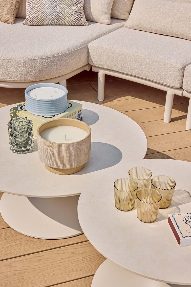 SUNS Feroli hoek loungeset 6 delig Camel sand | Misty rope | Beachy bouclé SUNS