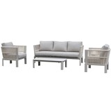 AVH-Collectie Veneto stoel bank loungeset 4 delig aluminium latte zand rope
