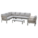 AVH-Collectie Veneto hoek loungeset 4 delig aluminium latte zand rope