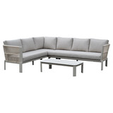 AVH-Collectie Veneto hoek loungeset 3 delig aluminium latte zand rope