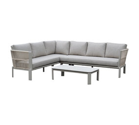 AVH-Collectie Veneto hoek loungeset 3 delig aluminium latte zand rope
