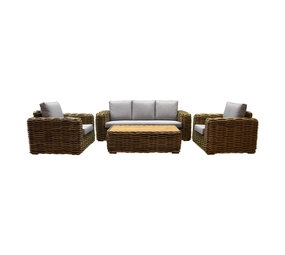 AVH-Collectie Showroommodel Sumatra stoel-bank loungeset 4-delig naturel rotan