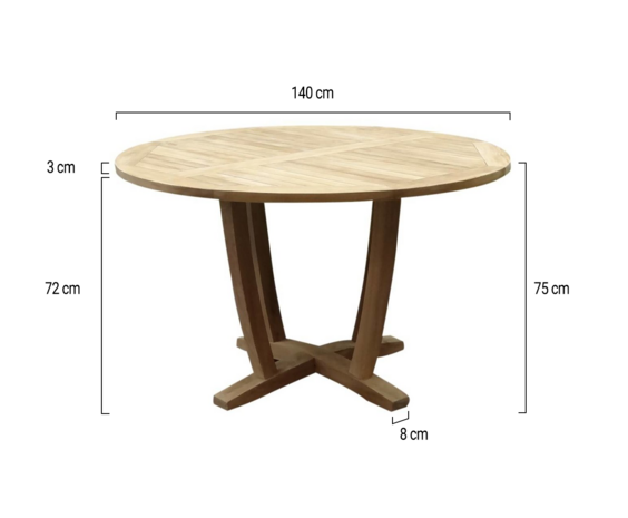 AVH-Collectie Showroommodel Legand dining tuintafel 140 cm rond teak